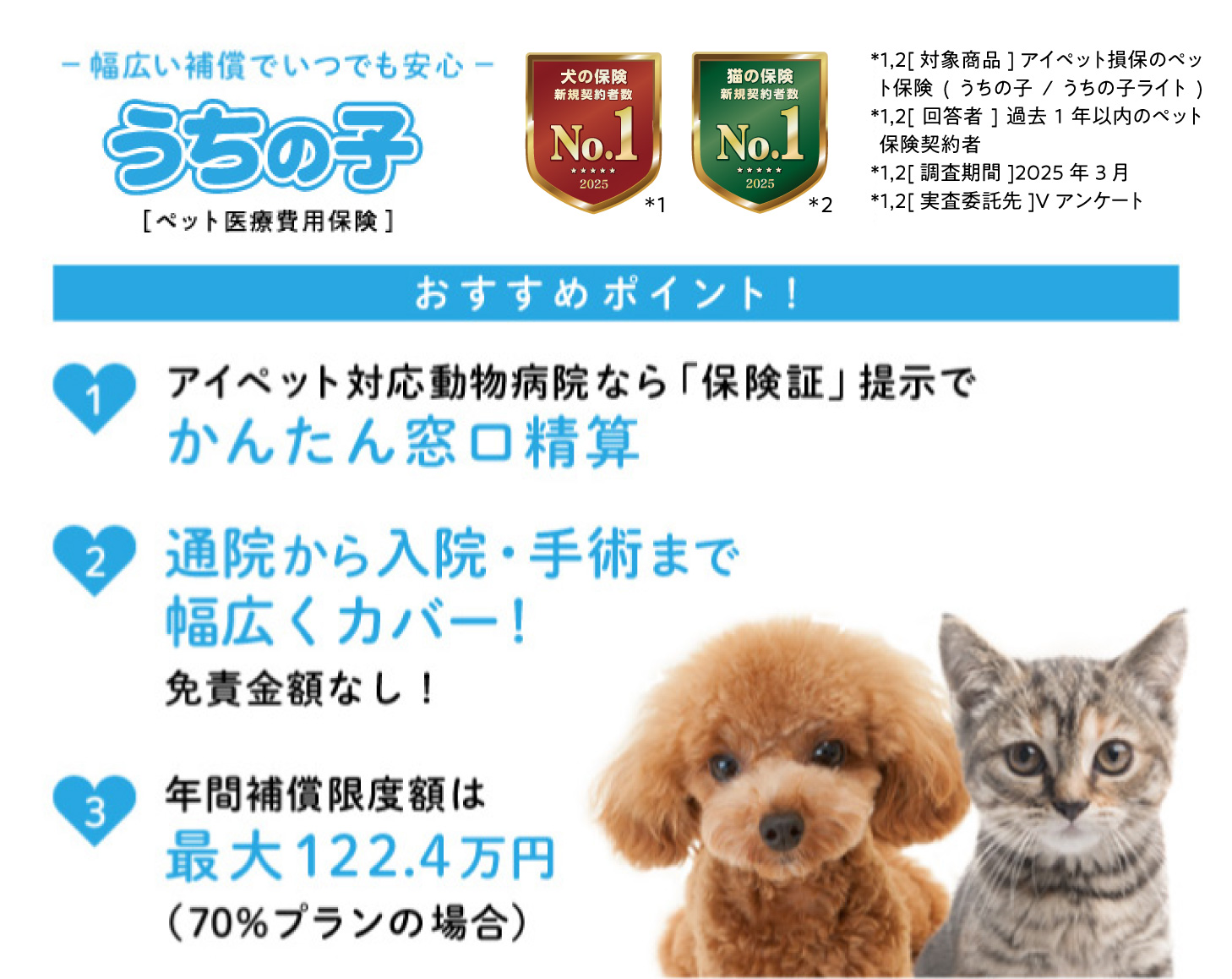 ペット保険『うちの子』の3つのポイントと特長