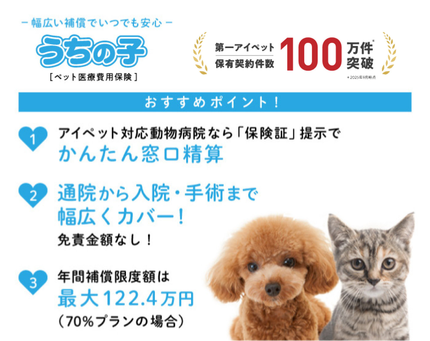 ペット保険『うちの子』の3つのポイントと特長