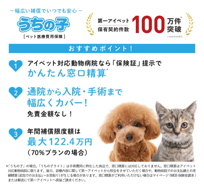 ペット保険『うちの子』の3つのポイントと特長